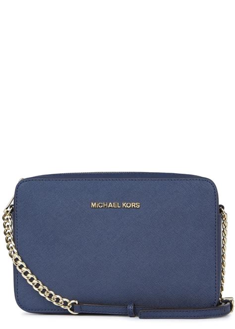 michael kors navy blue handbag large zip around|Michael Kors blue crossbody bag.